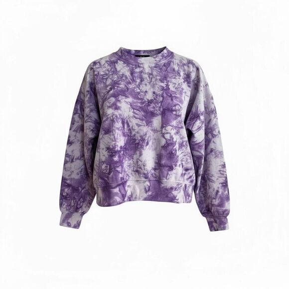 Merch by Sia Tops - Merch by Sia NWT Tie Dye Crew Neck Crop Pullover Sweatshirt Purple Size Medium‎